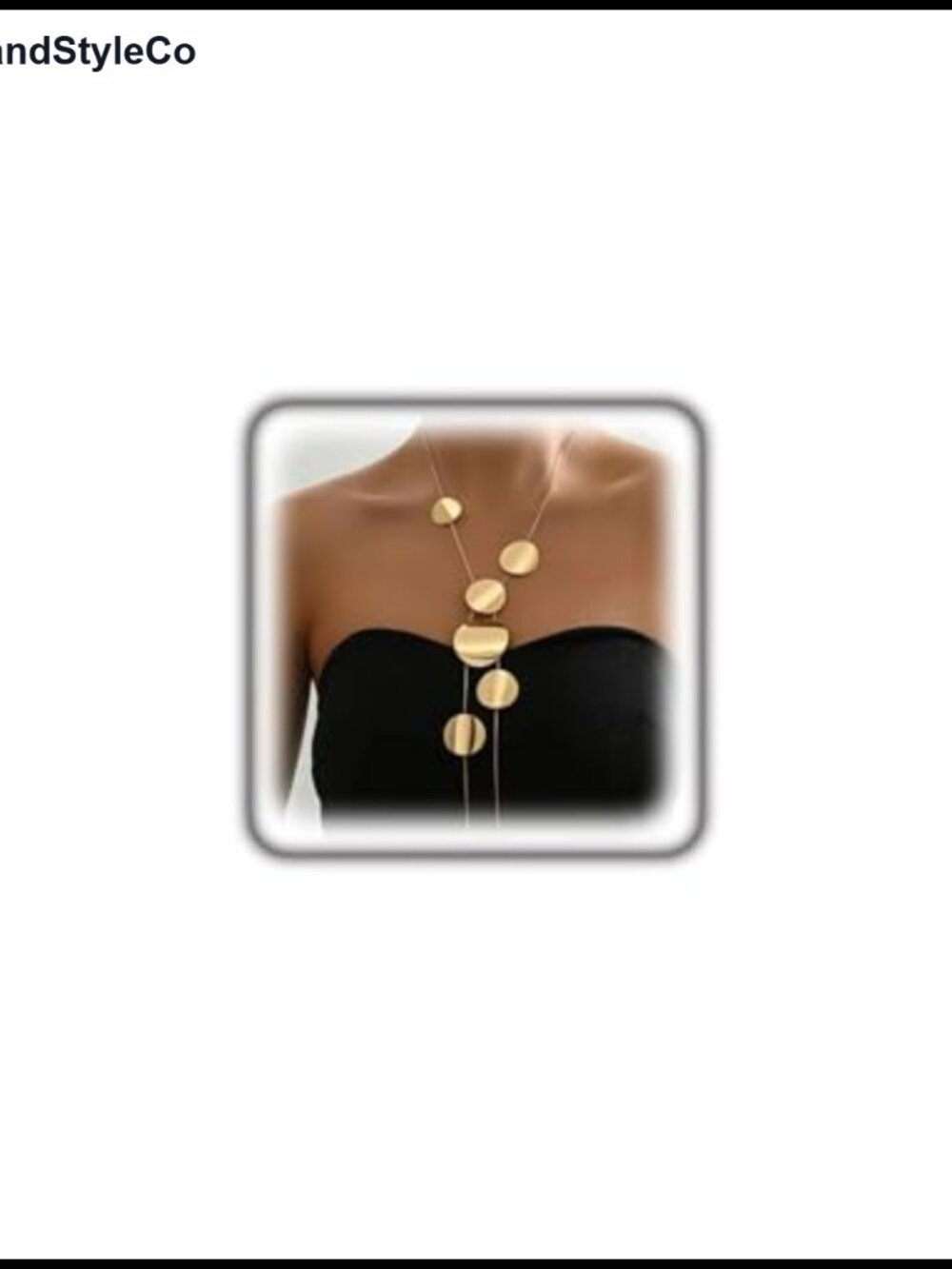 Gold Tone Y Necklace with Chunky Geometric Disc Pendant | Statement Jewelry Gift